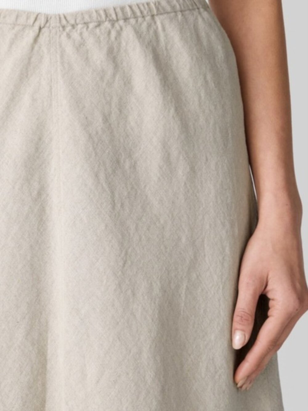 Eileen Fisher A Line Bias Cut Skirt Womens XXS Beige Khaki Tan 100%Organic Linen - Picture 3 of 9